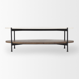 Larkin Oval Coffee Table - White & Dark Brown Wood