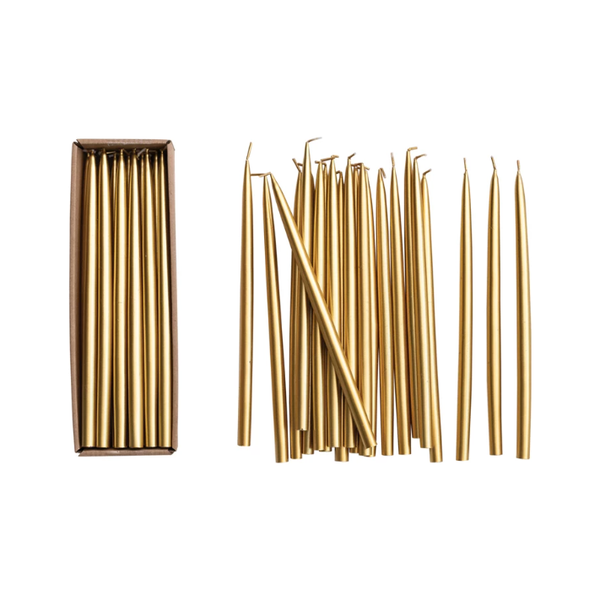 Thin Taper Candles in Gold