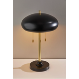 Cap Table Lamp in Black and Antique Brass
