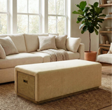 Elara Storage Ottoman - Barley Chenille