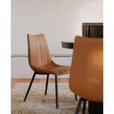 Alibi Dining Chair in Tan Faux Leather - Set Of Two