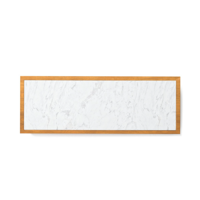 Grant Outdoor End Table with White Marble Top