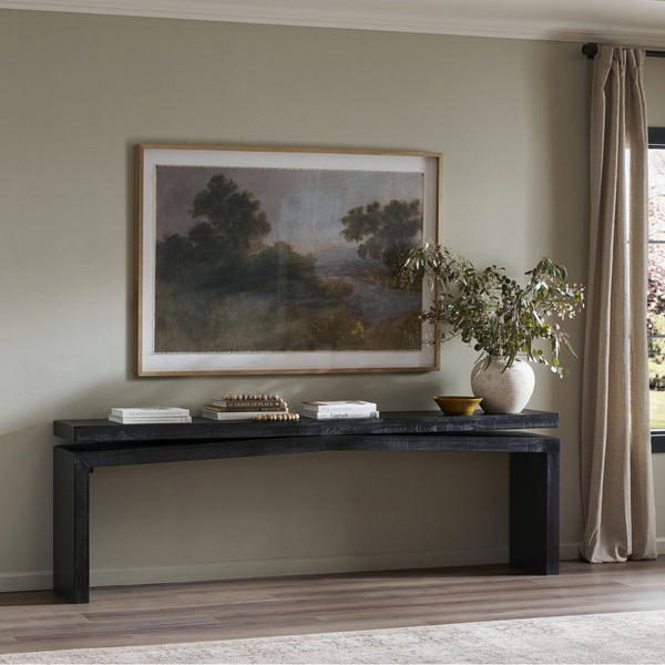 Matthes Console Table in Aged Black Pine - 94"