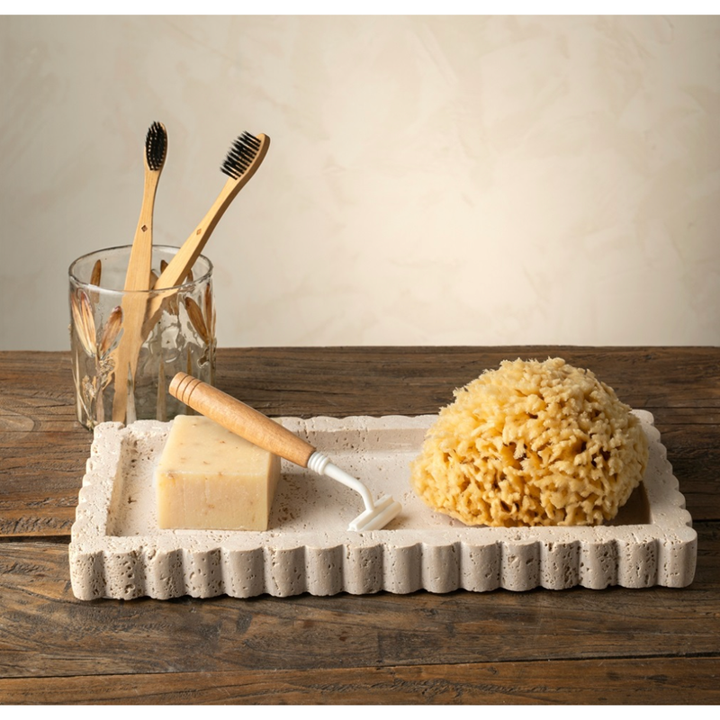 Travertine Scalloped Tray