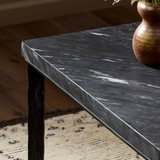 Hammered Iron End Table in Charcoal Marble