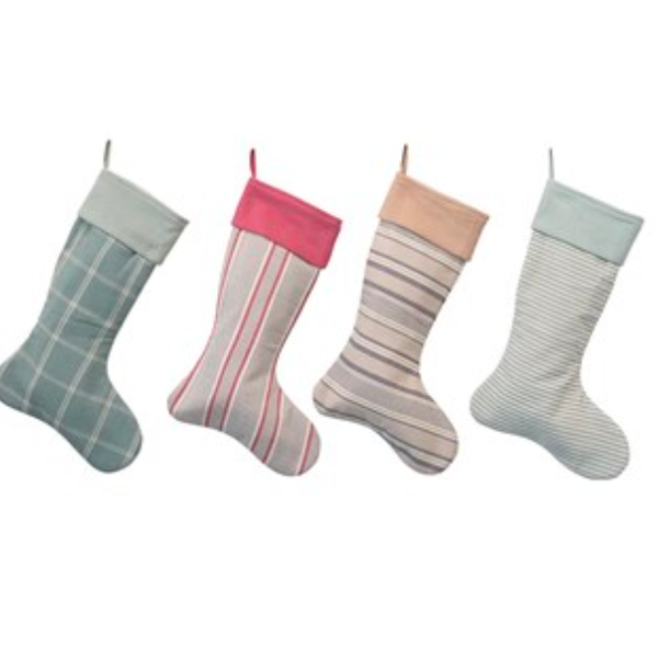 20"H Woven Patterned Cotton Stocking, Multi Color, 4 Styles