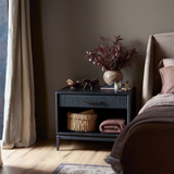 Rosenell Open Nightstand in Black Oak