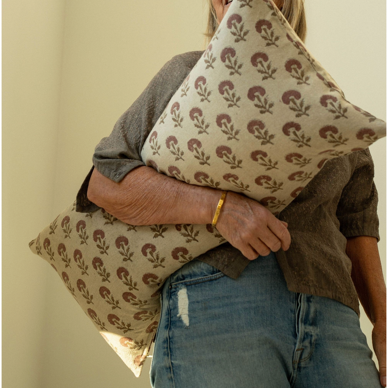 Bloom Block Print Cushion 14" x 31"