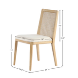 Cane Dining Chair in Oyster Linen with Natural Frame