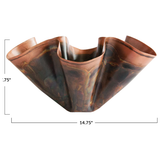 Decorative Metal Ruffled Bowl, Oxidized Copper Finish