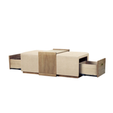 Elara Storage Ottoman - Barley Chenille