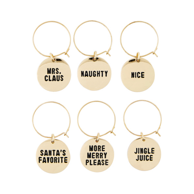 Christmas Wine Charms in Pine Box