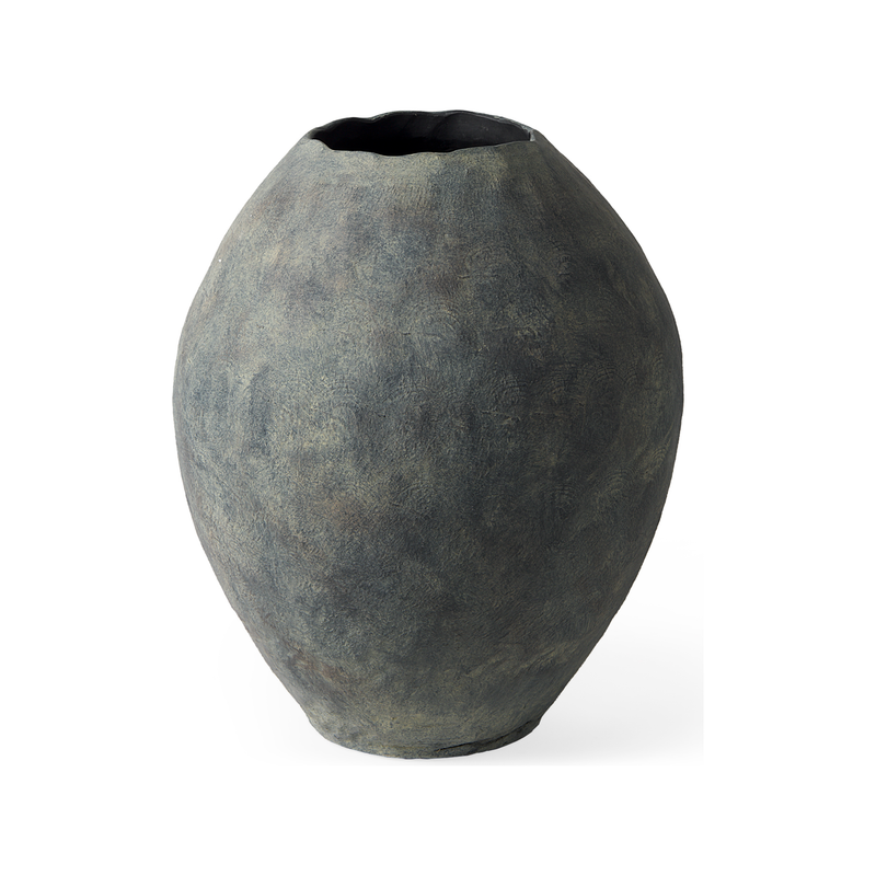 Gobi Grey Ceramic Oval Vase