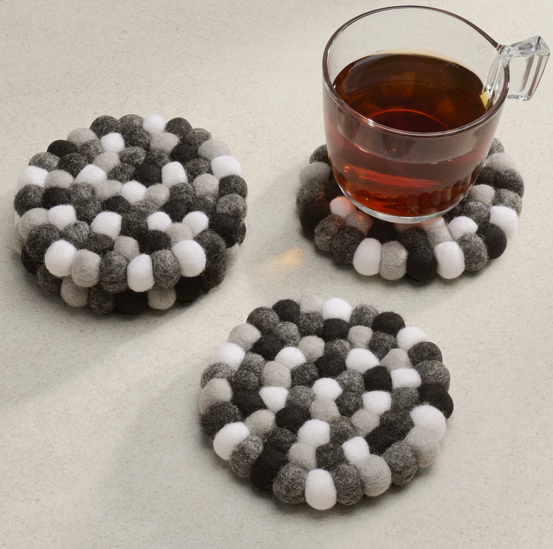 Modwool Felt Coaster in Black/White/Grey - Set of 4