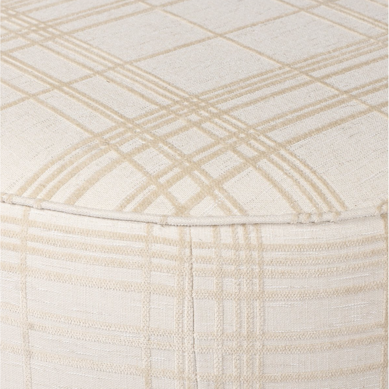 Sinclair Large Round Ottoman in Sheffield Ivory