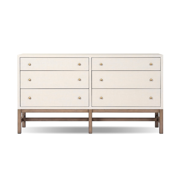Fiona 6 Drawer Dresser in Ivory Painted Raffia