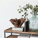 Decorative Metal Ruffled Bowl, Oxidized Copper Finish