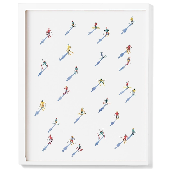 Vintage Alpine Skiers Watercolor Print