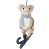 Felt Mouse on Sled / Skis Ornament - 4 Styles