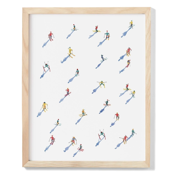 Vintage Alpine Skiers Watercolor Print