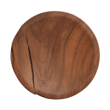 Zuri Round Outdoor End Table in Aged Natural Teak