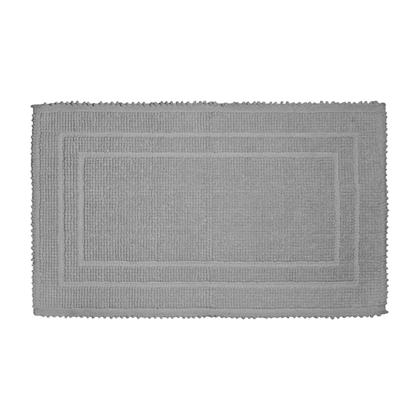 Cotton Border Bath Mat Grey