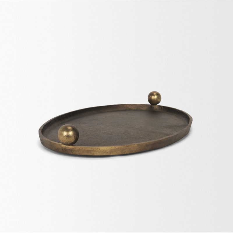 Jianna Oval Tray in Antique Gold