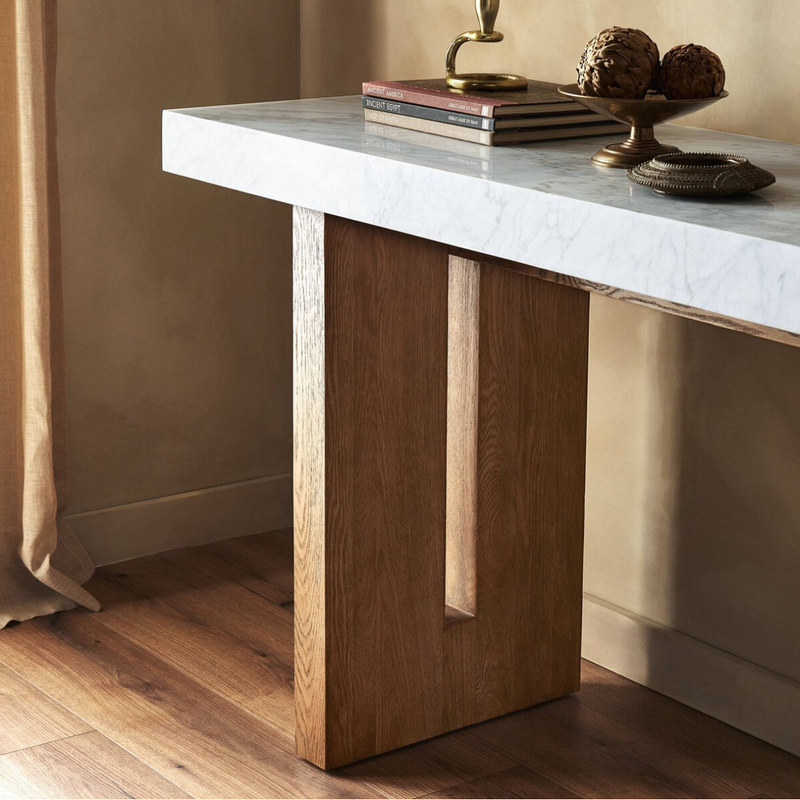 Olympia Console Table in Carrara Marble