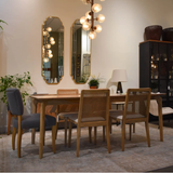 Cane Dining Chair in Oyster Linen with Natural Frame