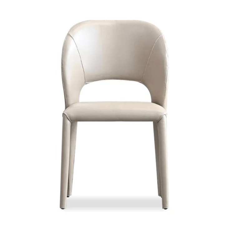 Bosco Dining Chair in Taupe Pebbled Leather