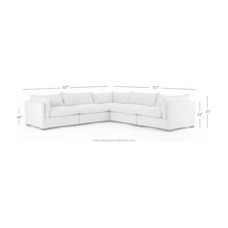 Westwood 5 Piece Sectional in Bennett Moon