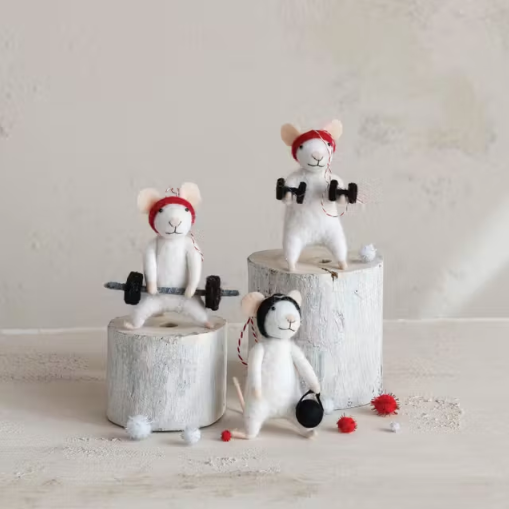 Wool Workout Mouse Ornament
