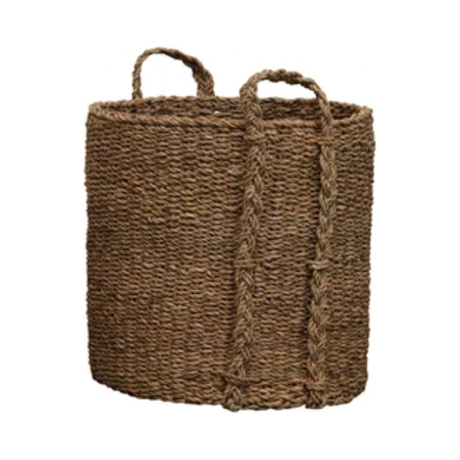 Hand-Woven Seagrass Baskets w/ Handles, Set of 3