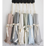 Pinstripe Ruffle Apron | Tan