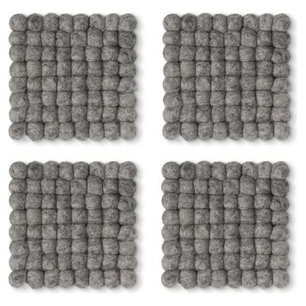 Modwool Felt Square Coaster in Light Grey - Set of 4