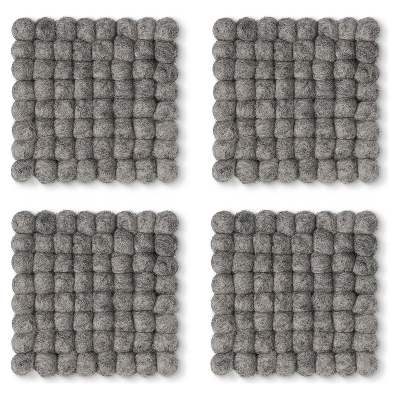 Modwool Felt Square Coaster in Light Grey - Set of 4