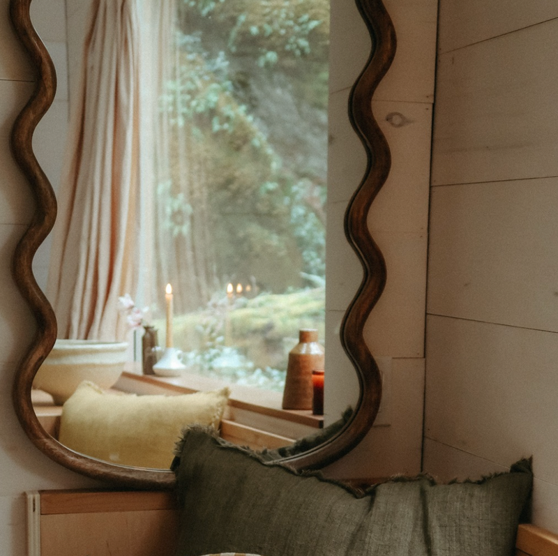 Wavy Wooden Mirror