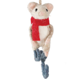 Felt Mouse on Sled / Skis Ornament - 4 Styles