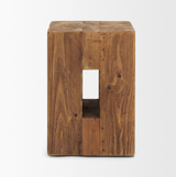 Waylen Natural Wood Block Accent Stool