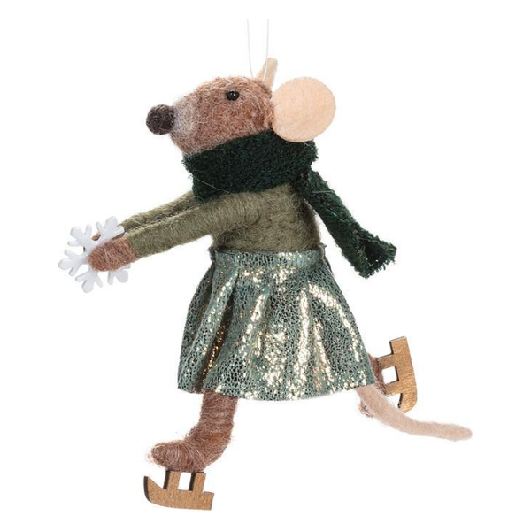 Skating Mouse with Scarf Ornament