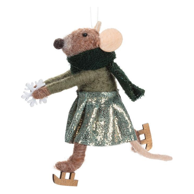 Skating Mouse with Scarf Ornament