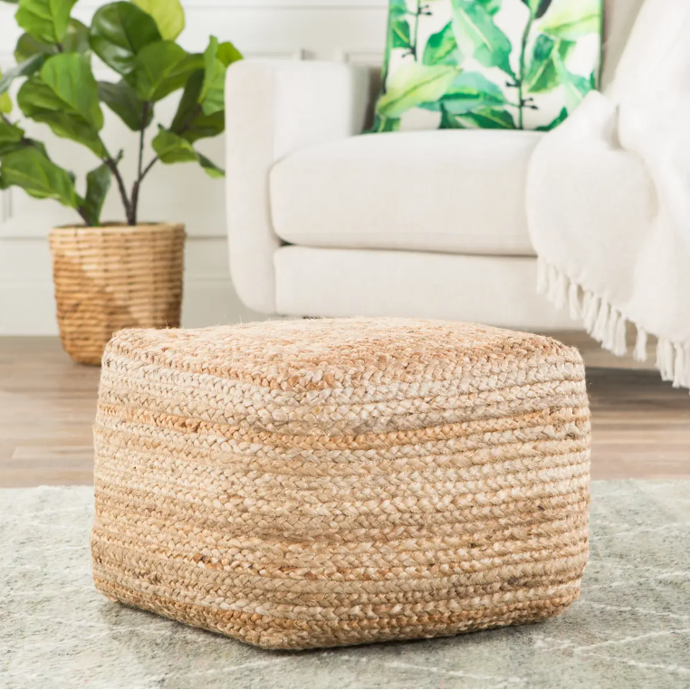 Saba Square Pouf in Sand