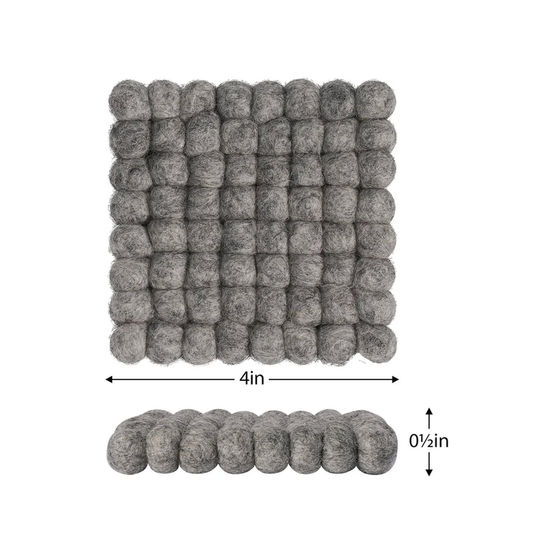 Modwool Felt Square Coaster in Light Grey - Set of 4