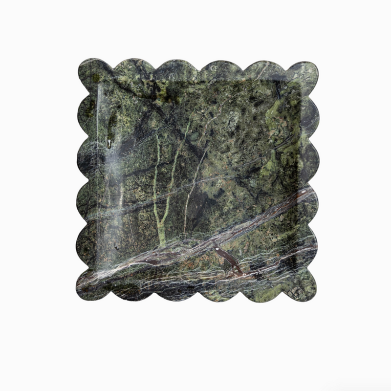 Emerald Scalloped Marble Tray