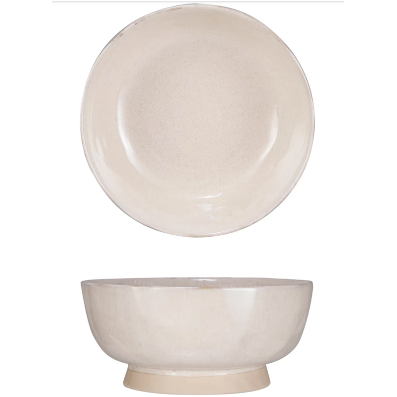 Stoneware Footed Bowl - Cream