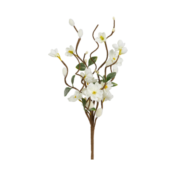 11.5" White Floral Pussy Willow Pick