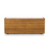 Grant Outdoor End Table with White Marble Top