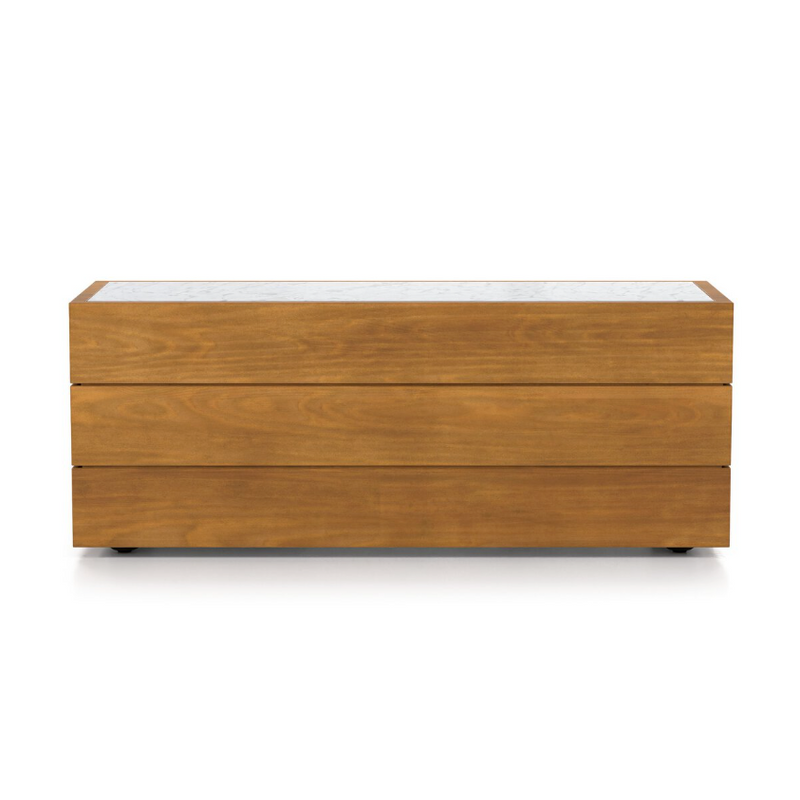 Grant Outdoor End Table with White Marble Top