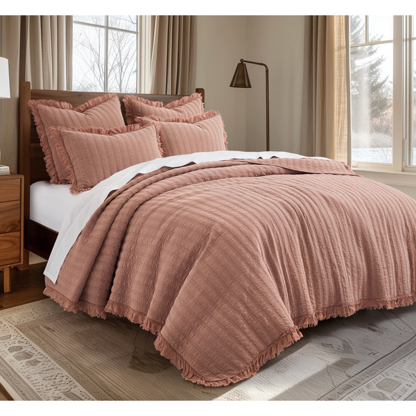 Wilhemina Quilt Set in Dusty Rose