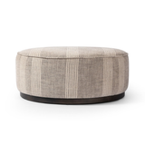 Sinclair Large Round Ottoman in Manchester Flint
